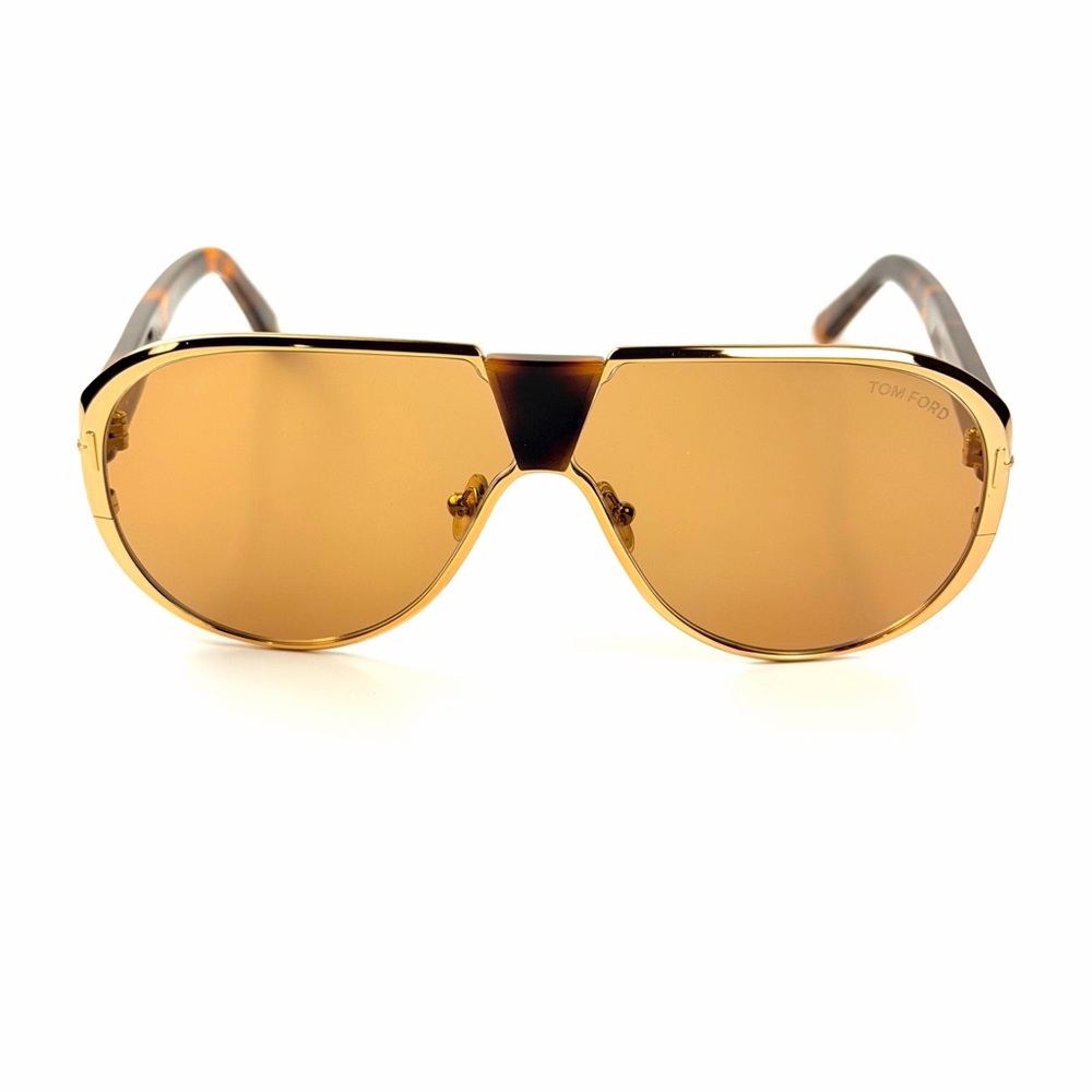 Tom Ford TF 1072 30E Vincenzo Gold Frame Tortoiseshell  Sunglasses Brown Lenses - Picture 2 of 8